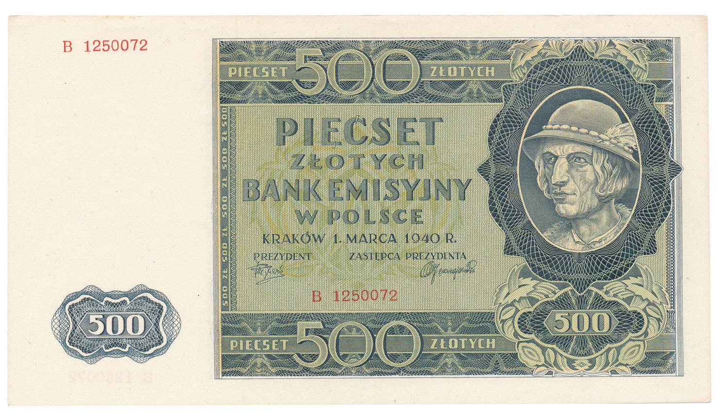 500 złotych 1940 seria B